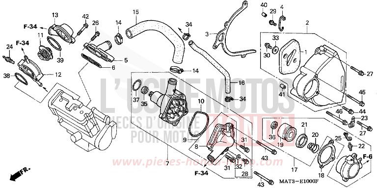 WATER PUMP (V) for Super Blackbird TITANIUM METALLIC (YR183) from 1997